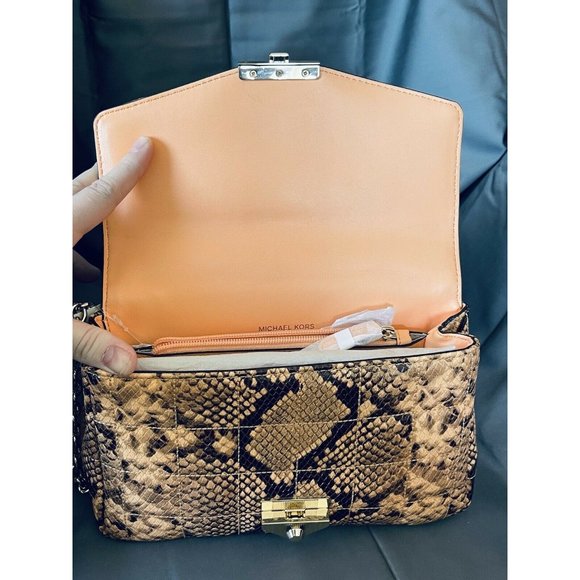 NWT Michael Kors Soho Large Chain Cantaloupe Quilted Shoulderbag 30T1L1SL3N $428 - Picture 8 of 8